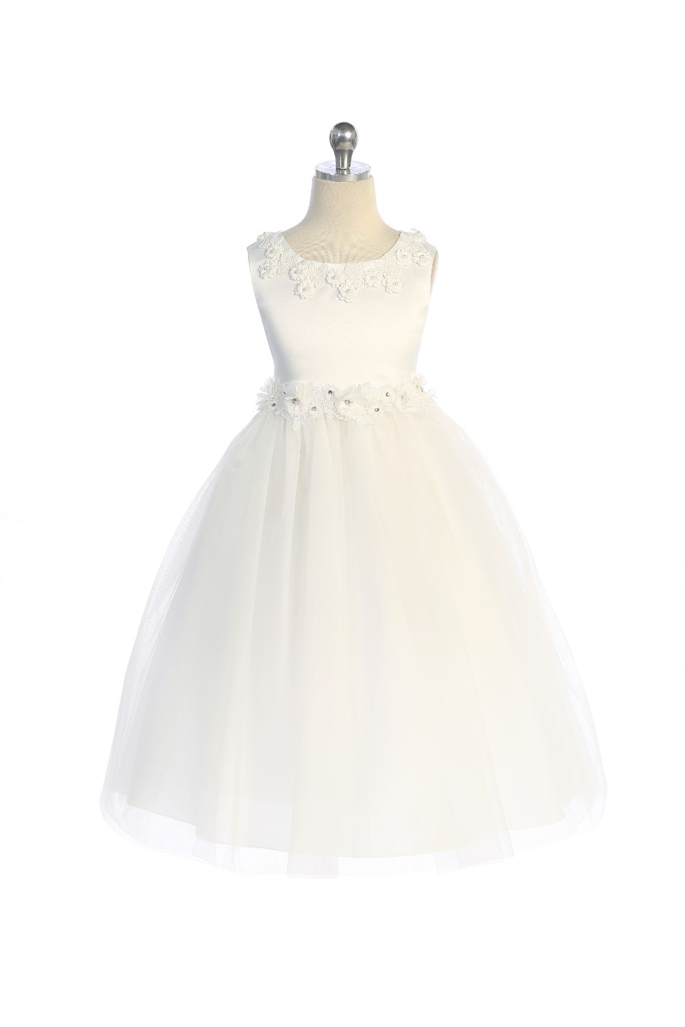 *RESTOCKED* 458-A Luxurious Princess Ballgown Dress with Floral Trim and Plus Sizes